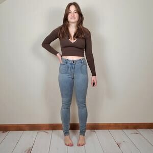NWOT Free People Skinny Jean Light Medium Wash 25"